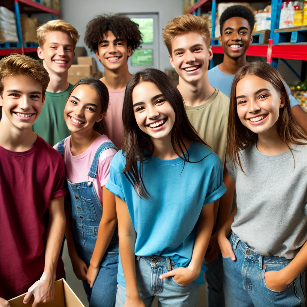 Teens at foodbank